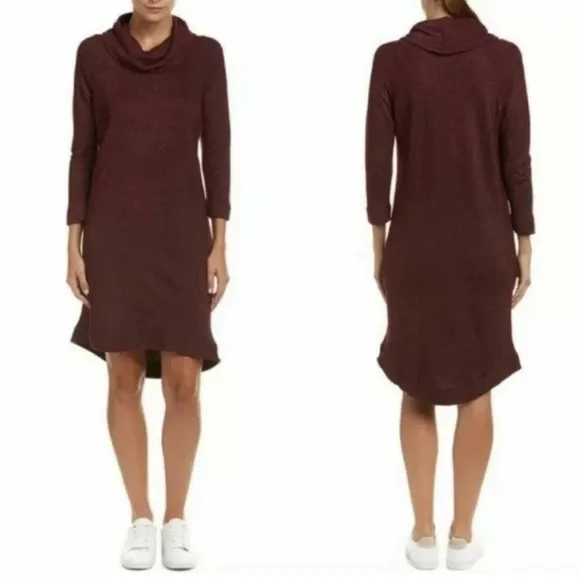 burgundy cowl neck sweater dress Women's Toasty Thoughts Burgundy Red Knit Turtleneck Sweater Midi Dress | Size: S